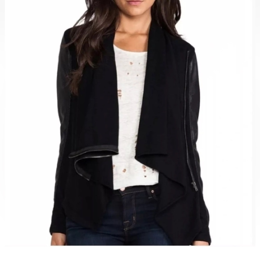 Blank NYC Black Faux Suade and Leather Moto Jacket
